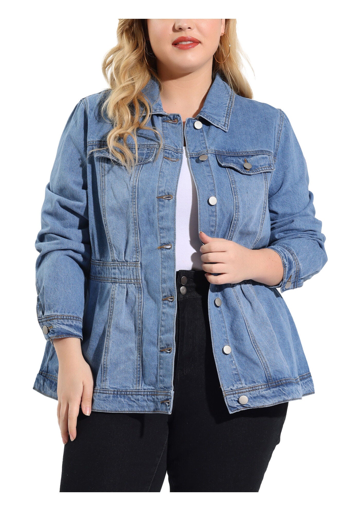 CLASSIC WASHED FRONT JEAN DENIM JACKET, Light Blue / Light Blue, alternate image number 2