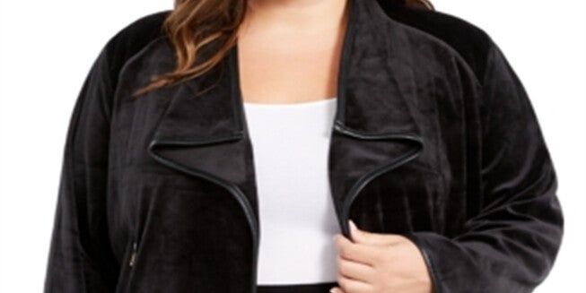 Calvin Klein Womens Plus Velvet Flyaway Jacket Black Size 3XL, Black / Black, alternate image number null