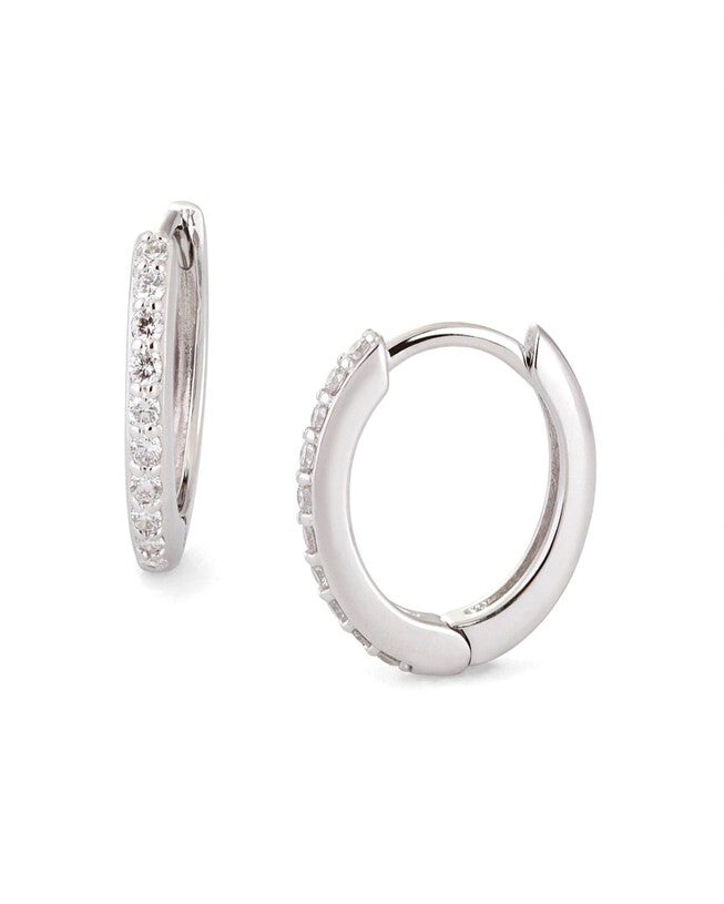 10mm Diamond And 14K White Gold Huggies Gold, Gold / Gold, hi-res image number 0