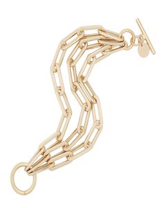 Triple Gisele Toggle Bracelet 6" Gold