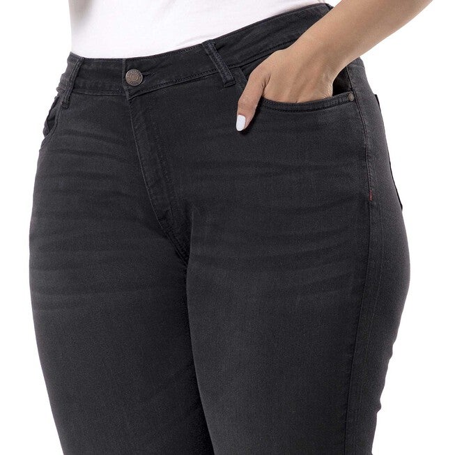 PLUS SIZE WOMEN SOLID CASUAL BLACK JEANS, Black / Black, alternate image number null
