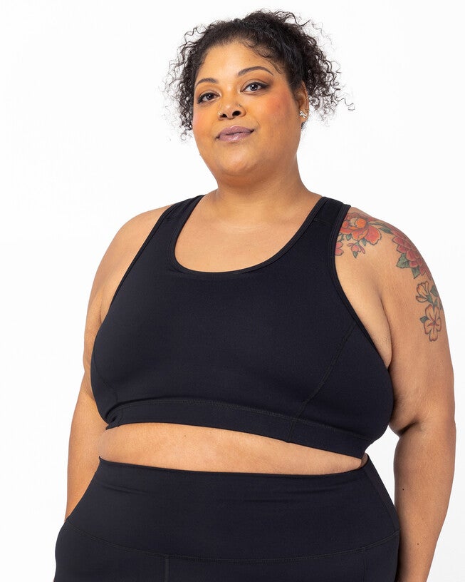 Racerback Sports Bra, Black / Black, hi-res image number null