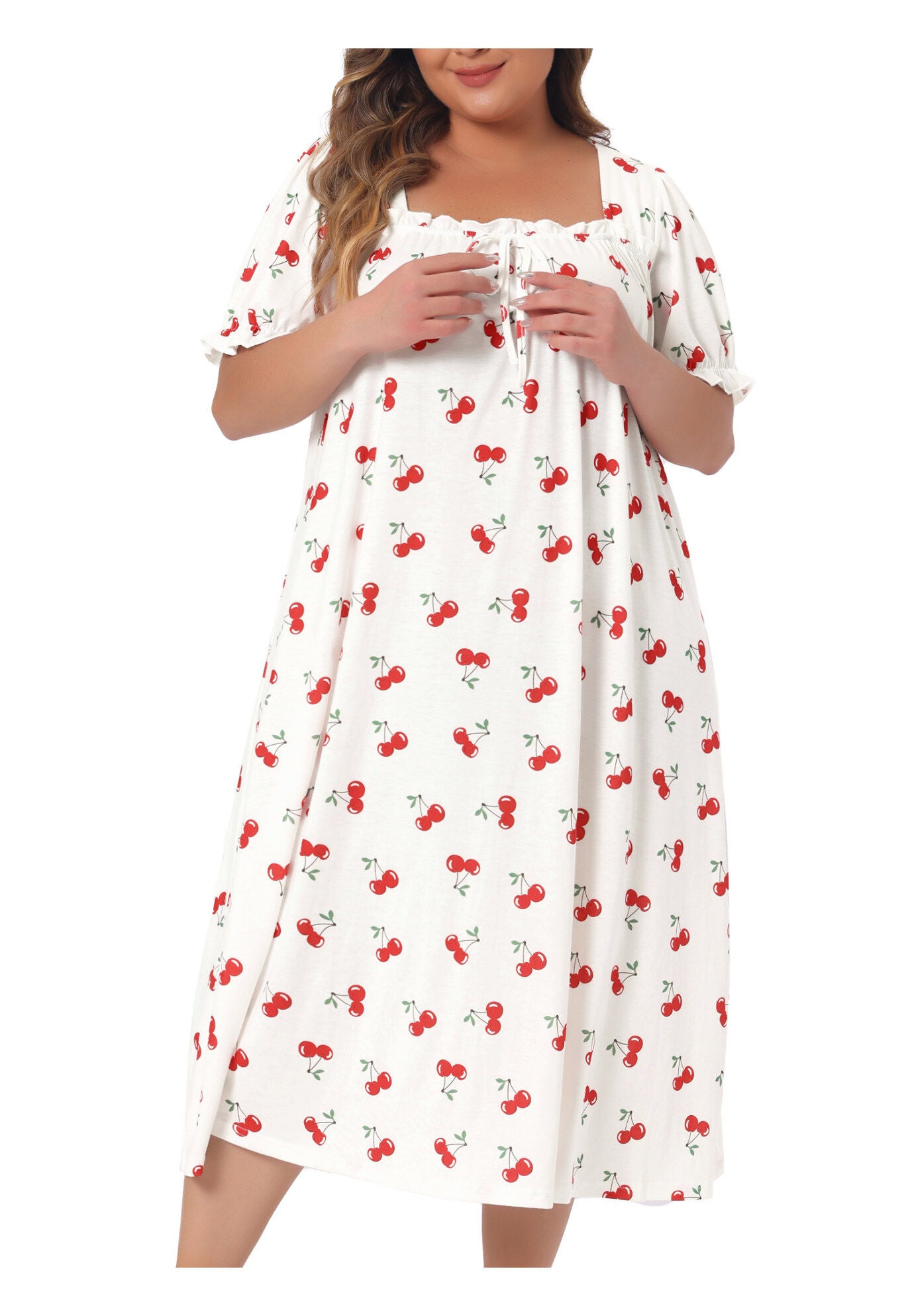 Cherry Ruffle Princess Nightdress, White / White, alternate image number 2