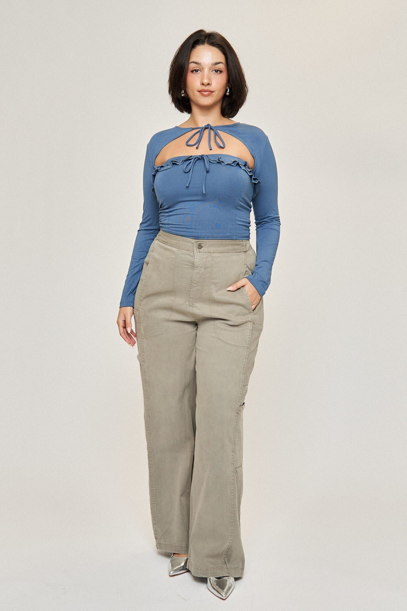 Tara Cotton Tencel Cargo Pant, Soft Olive / Olive Green, alternate image number 4