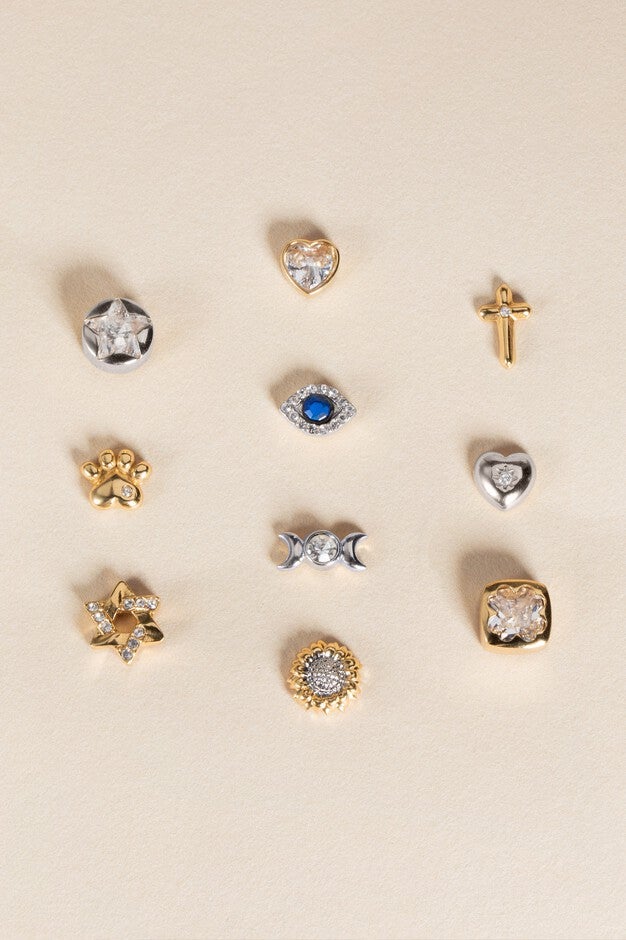 Crystal Heart Mini Stud Earrings, Gold / Gold, alternate image number 3