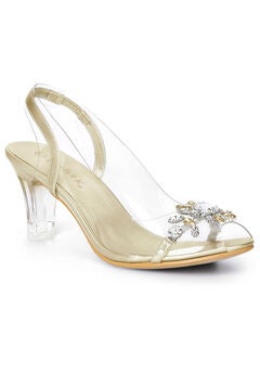Clear Slingback Flower Rhinestone Peep Toe Heels Sandals