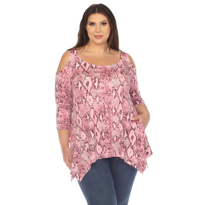 Snake Print Cold Shoulder Tunic, Pink / Pink, hi-res image number 0