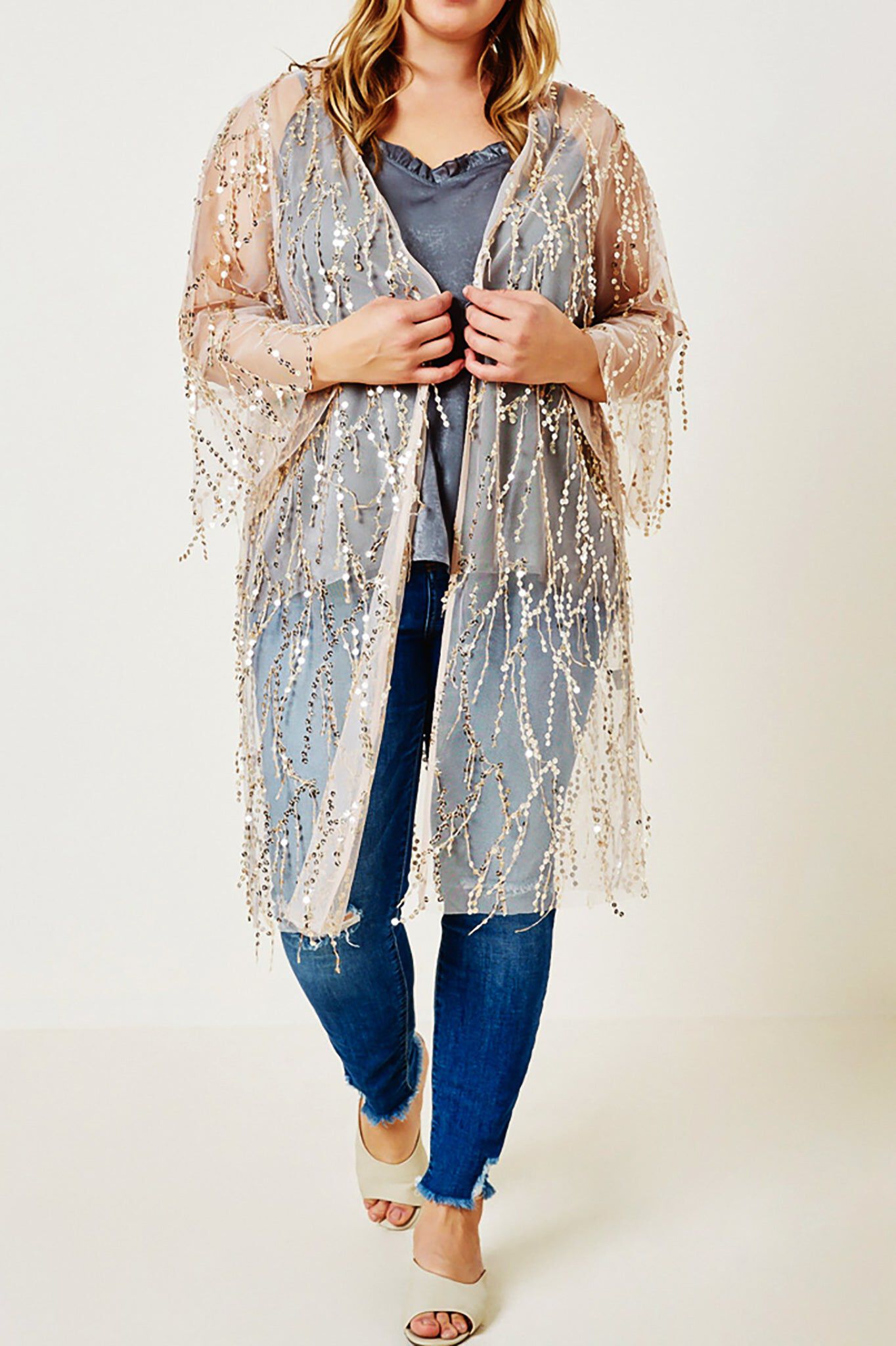 Sparkle Sequin Kimono Duster Dia Co