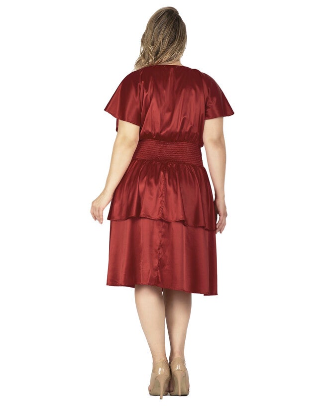 Rouge Women's Iconic Satin Midi Plus Size Dress, , alternate image number 6