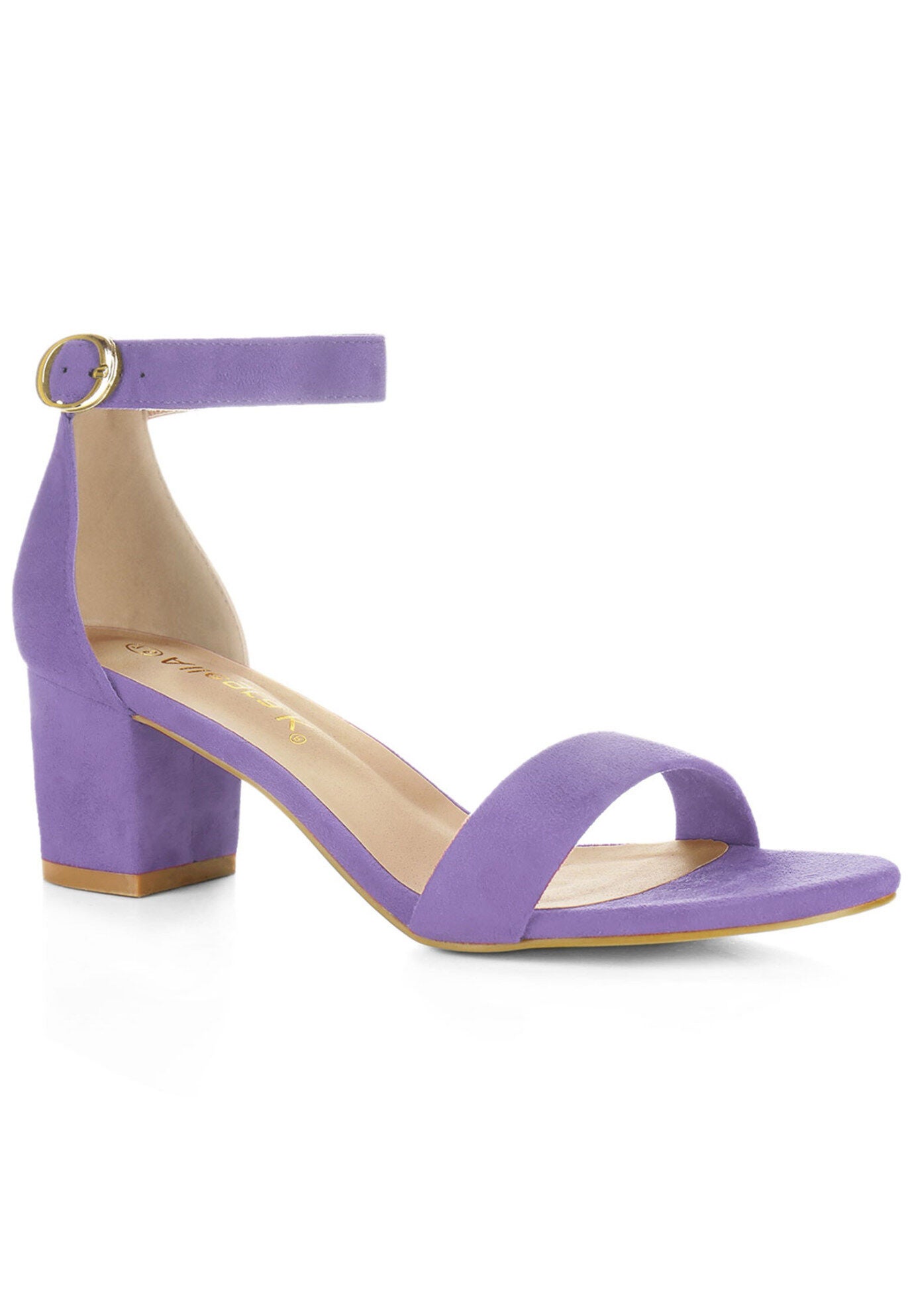 Mid Block Heel Ankle Strap Sandals, Purple / Purple, hi-res image number 0