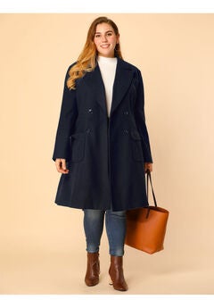 NOTCH LAPEL DOUBLE BREASTED PEA TRENCH COAT