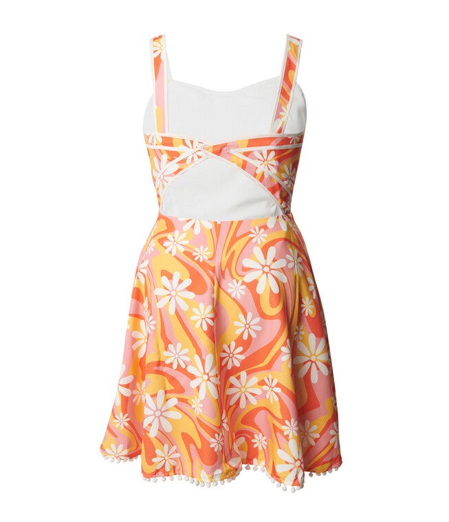 Smak Parlour Yellow Psychedelic Sweetheart Swing Dress, Yellow Orange Floral / Yellow, alternate image number 1