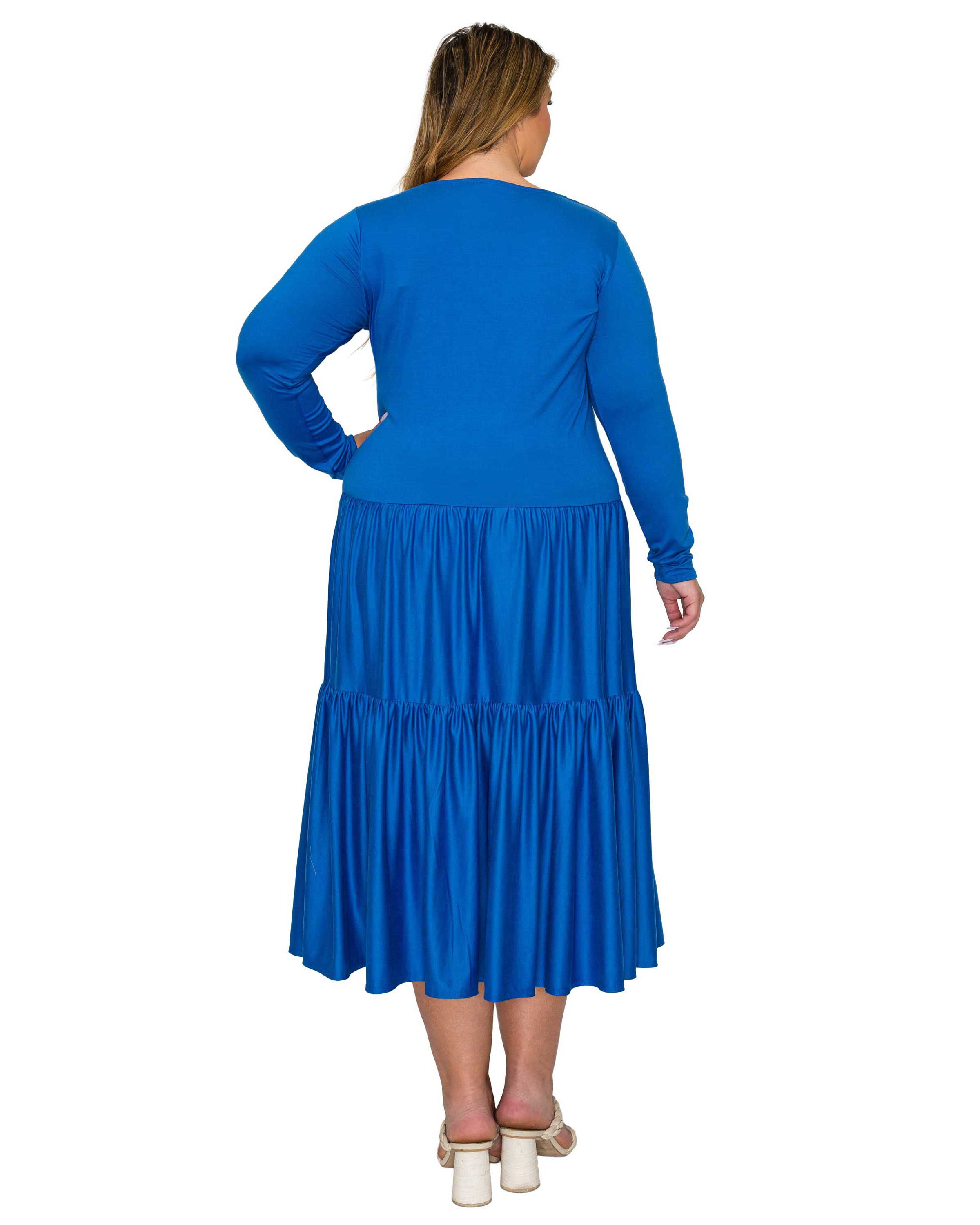 Eliana Tiered Midi Dress, Royal / Royal Blue, alternate image number 2