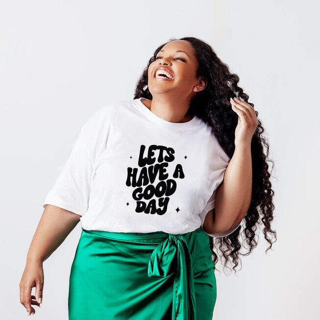 Let's Have A Good Day Short Sleeve Graphic Tee, White / White, hi-res image number null