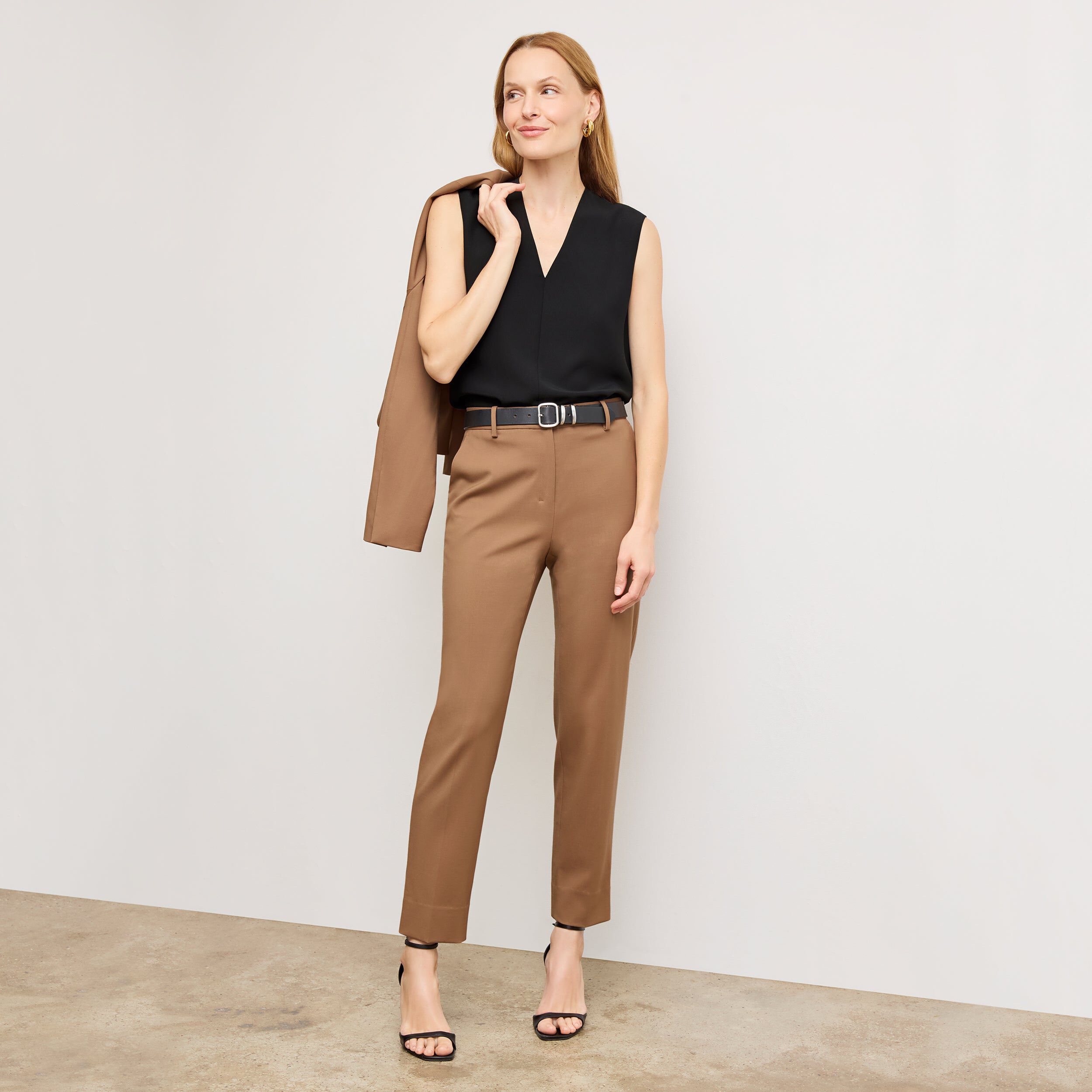 Mejia Pant - Washable Wool Twill, Camel / Brown, alternate image number 1