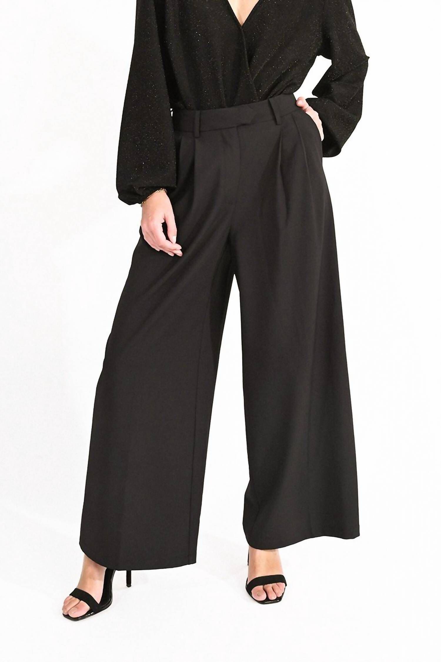 LADIES WOVEN PANT IN BLACK, Black / Black, hi-res image number 0