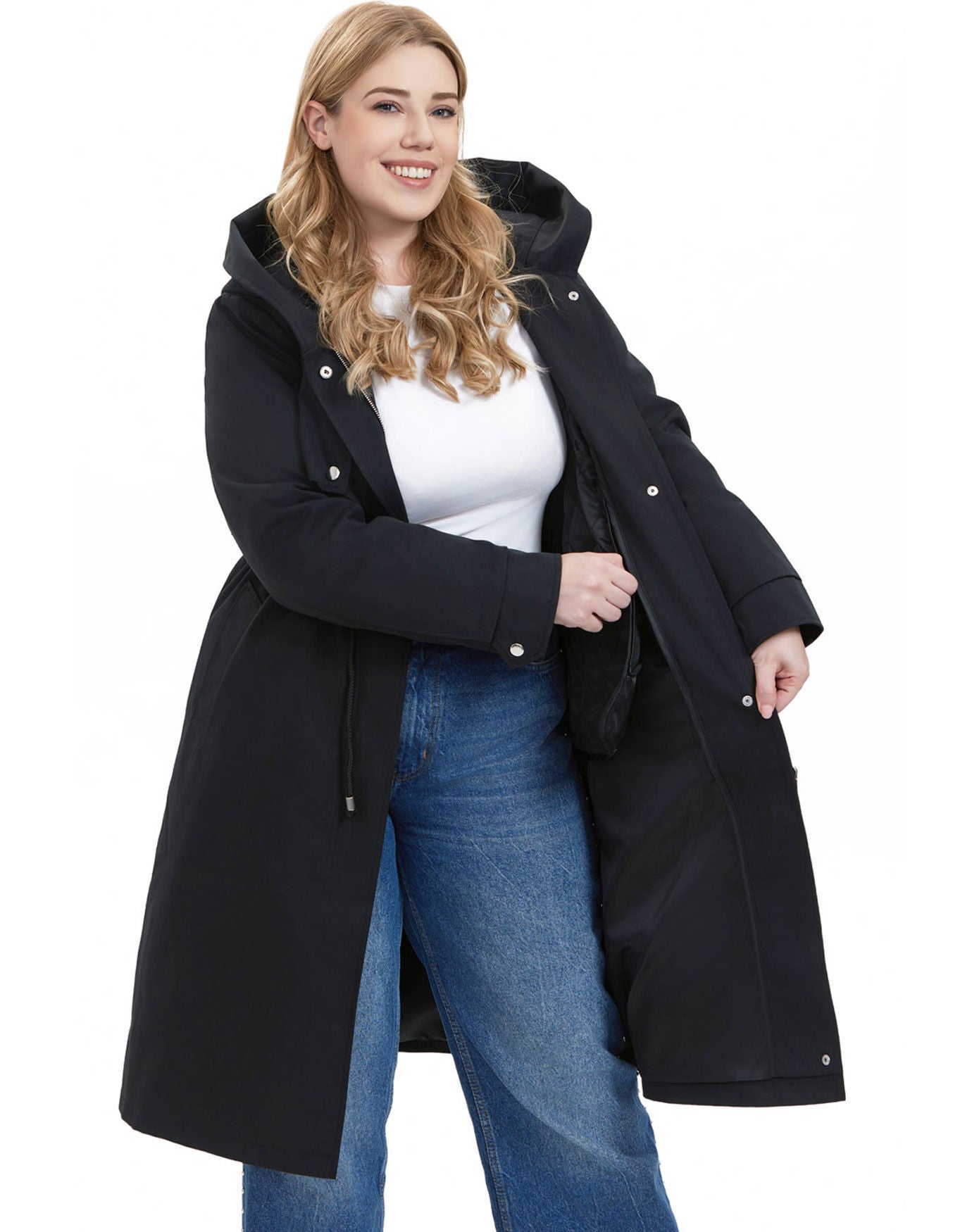 Water-Resistant Hooded Zip-Out Lined Parka Coat, Black, alternate image number 3