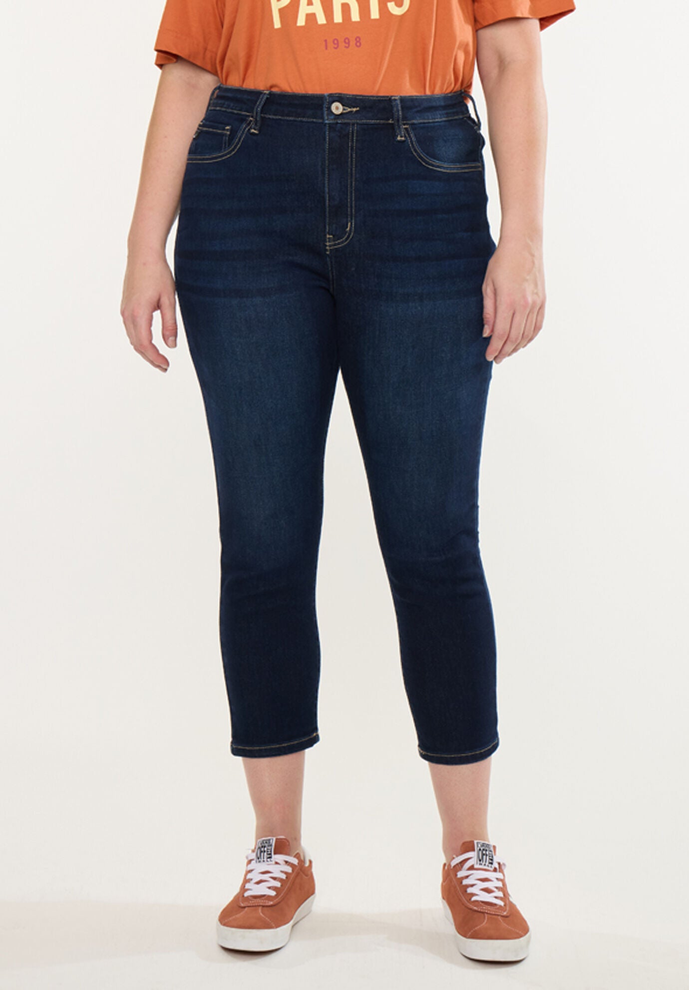 Ximena High Rise Cropped Skinny (Plus Size), Dark Wash / Dark Wash, hi-res image number 0