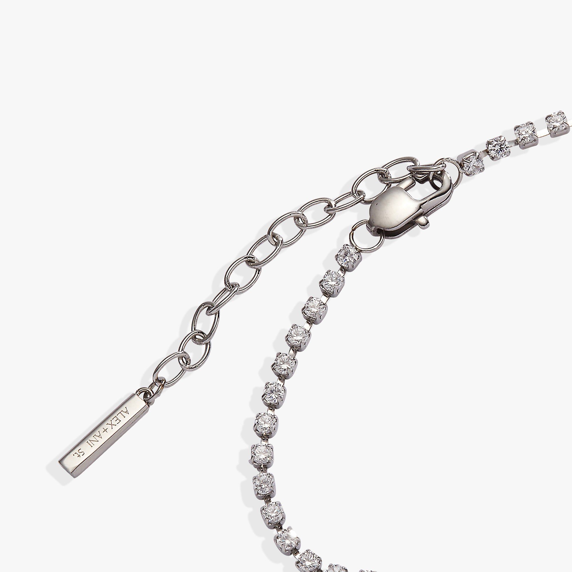 “Love” Crystal Tennis Bracelet, Silver / Silver, alternate image number 2