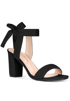 Open Toe Ankle Tie Back Chunky Heel Sandals