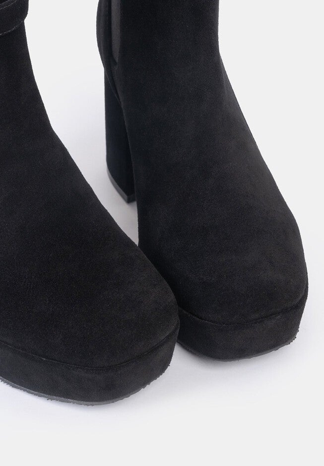 Janis Platform Chelsea Bootie, Black Suede / Black, alternate image number 1