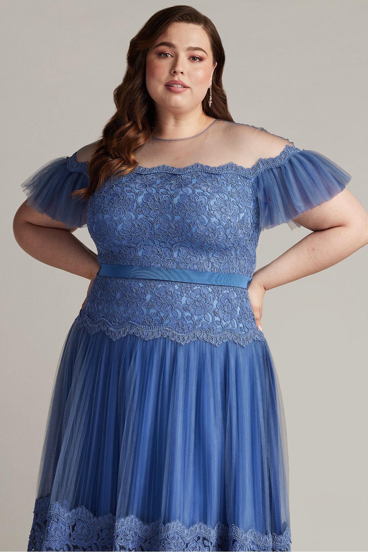 Elise Embroidered Pleated Tulle Midi Dress - PLUS SIZE, BLUE STONE / see-description, alternate image number 3