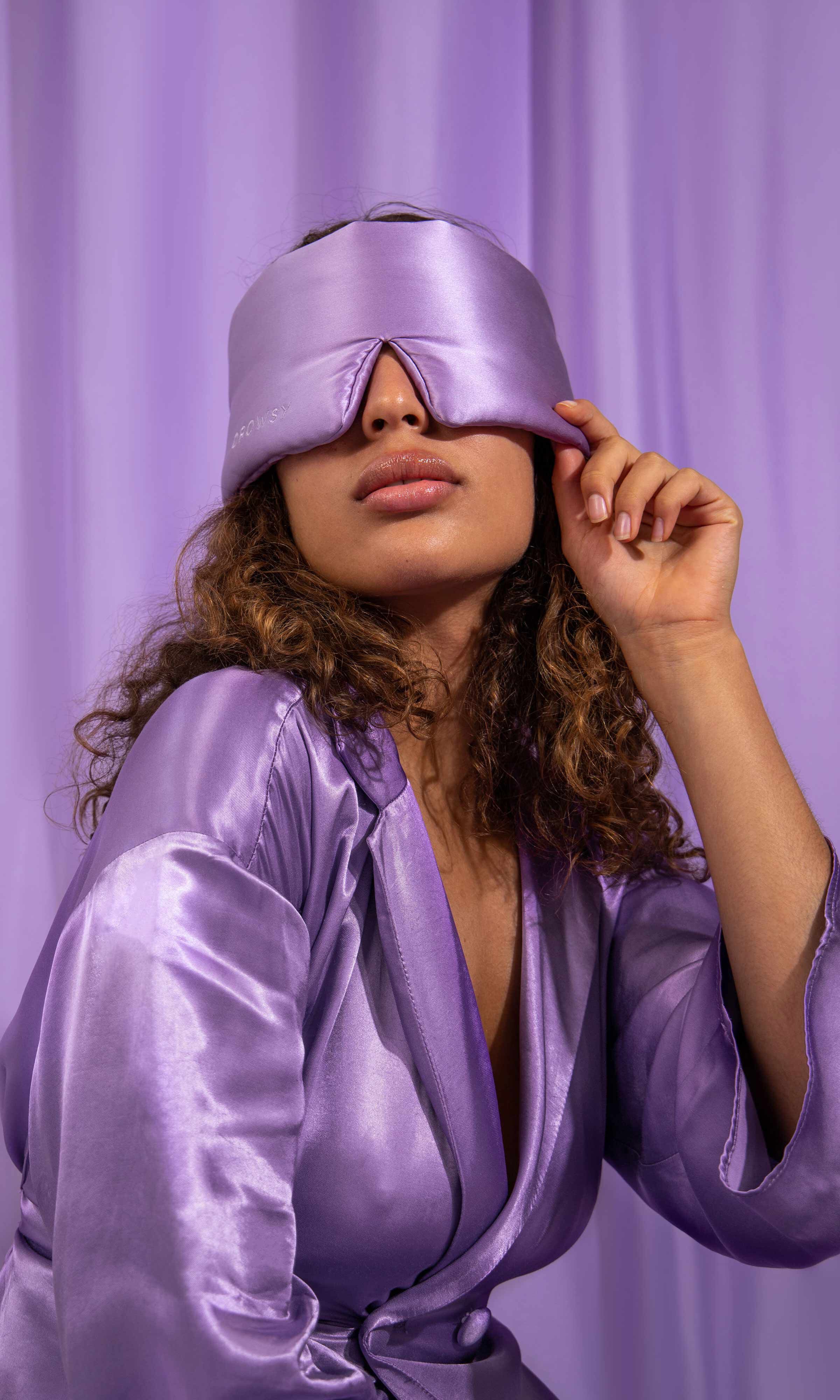 Silk Sleep Mask, Lavender Haze / Purple, alternate image number 1