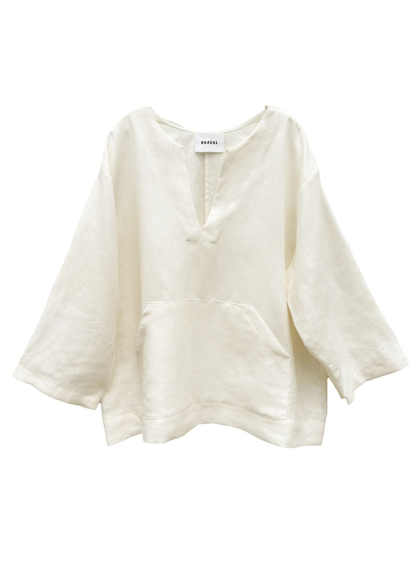 Jallaba Tunic in Soft White Linen, White / White, hi-res image number 0