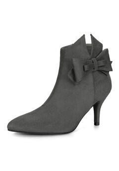 BOW DECOR STILETTO HEEL ANKLE BOOTS