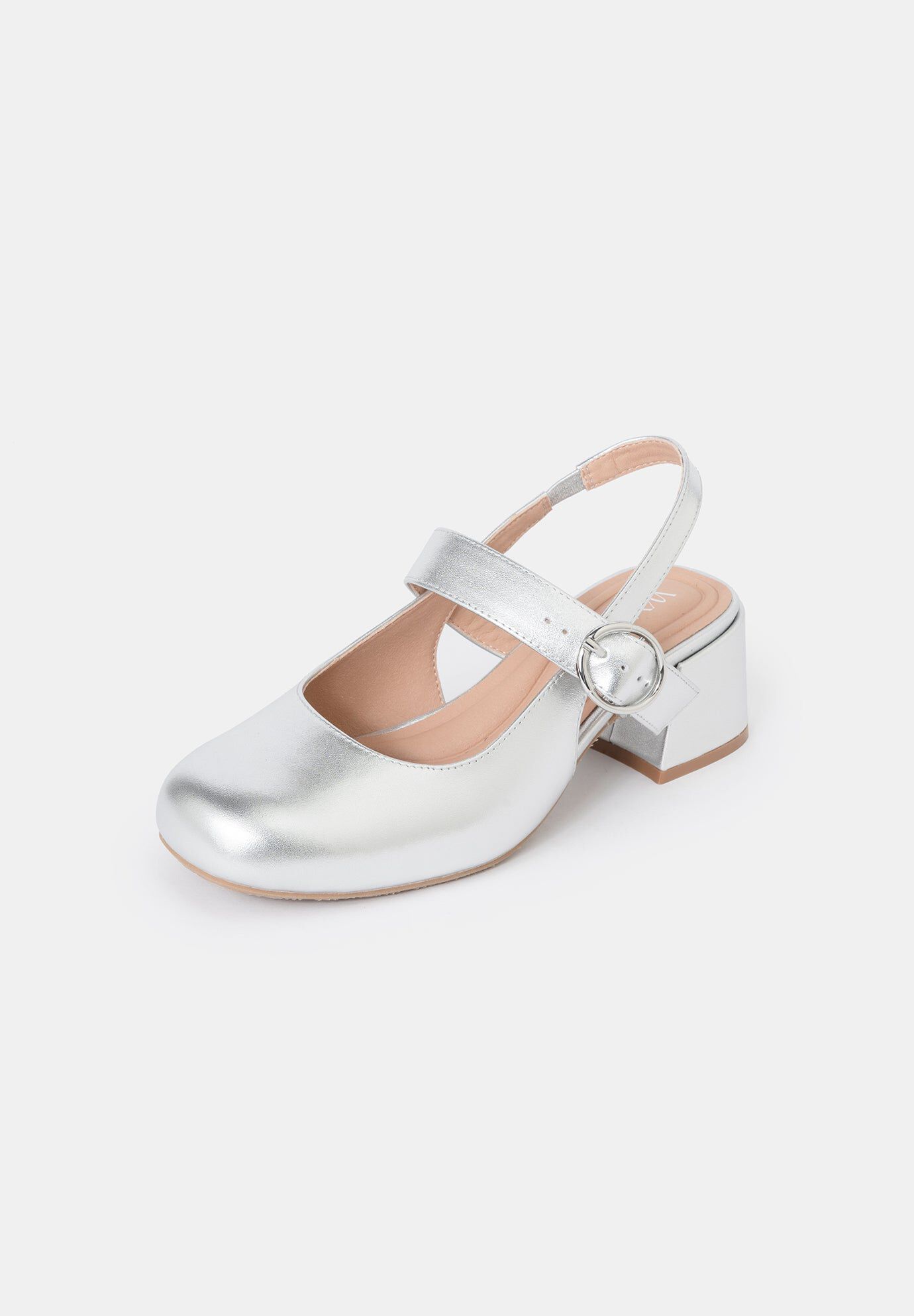 Amber Slingback Mary Jane, Metallic Silver / Silver, alternate image number 2