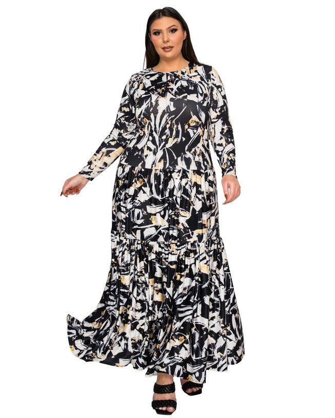 Zimmern Tiered Maxi Dress, Black Taupe / Black, hi-res image number null