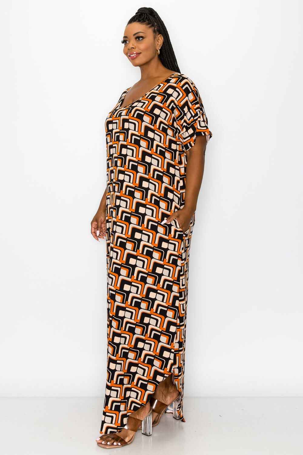 HAZEL POCKET MAXI DRESS, BlackRust / Black, alternate image number 1