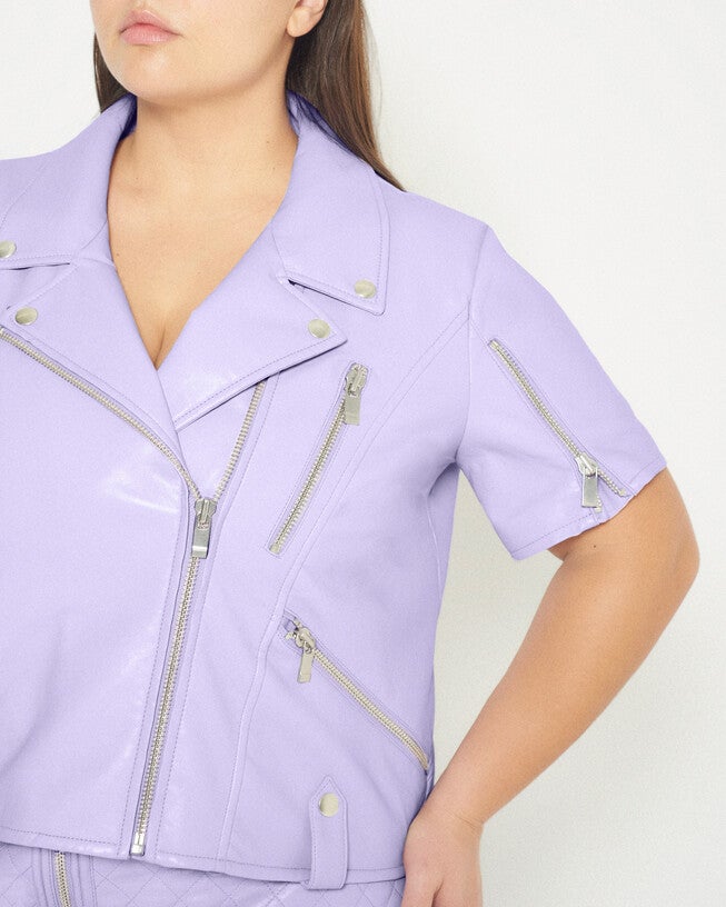 Nico Recycled Leather Jacket, Pastel Lilac / Purple, alternate image number 3