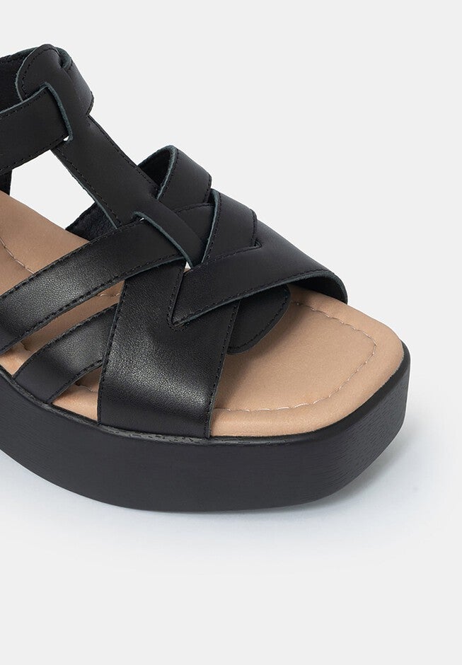 Willow T-Strap Wedge Sandals, Black / Black, alternate image number 2