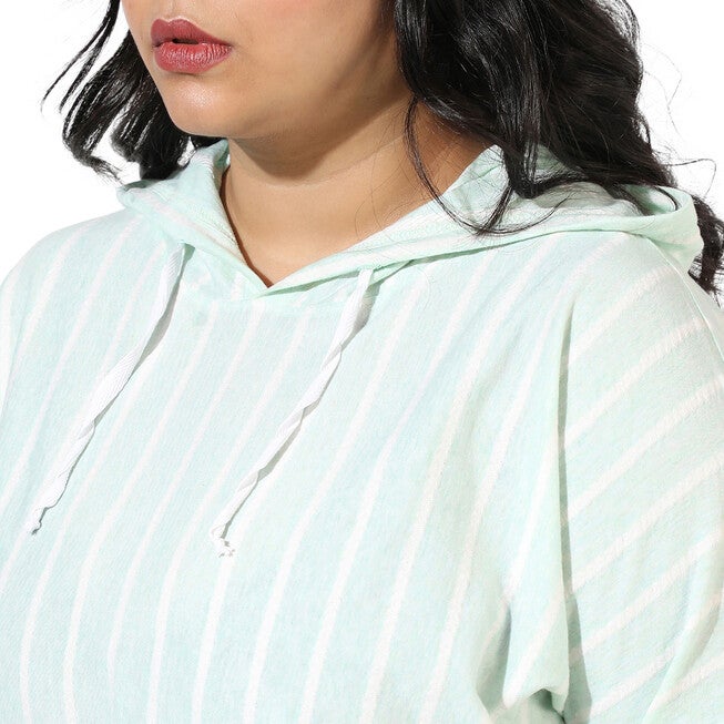 Mint Green Striped Crop Sweatshirt, , alternate image number 9