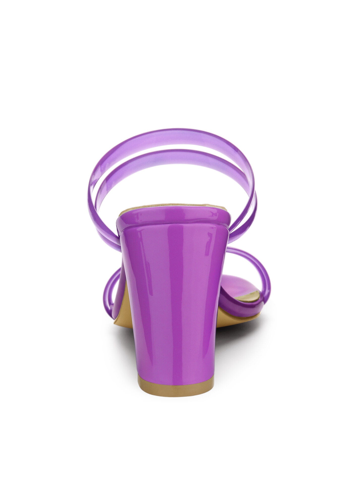 Strappy Slides Mules Block High Heel Sandal, Purple / Purple, alternate image number 2