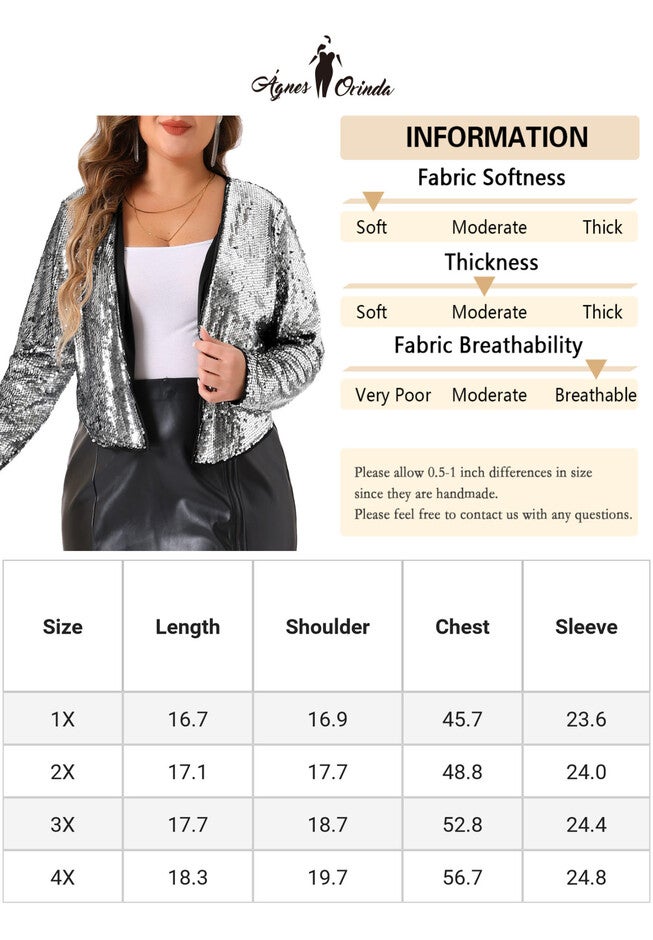SEQUIN GLITTER SHINNY METALLIC SHRUG JACKET, Silver / Silver, alternate image number null
