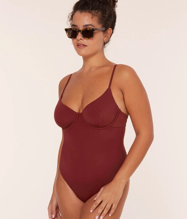 The Bermuda One Piece, Truffle / Red, hi-res image number null