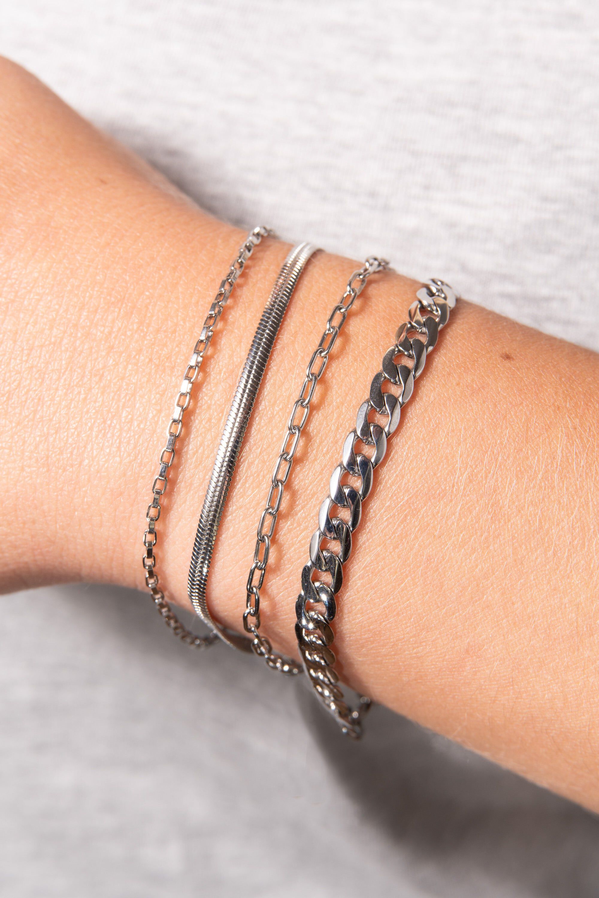 Everyday Herringbone Chain Bracelet, Silver / Silver, alternate image number 2