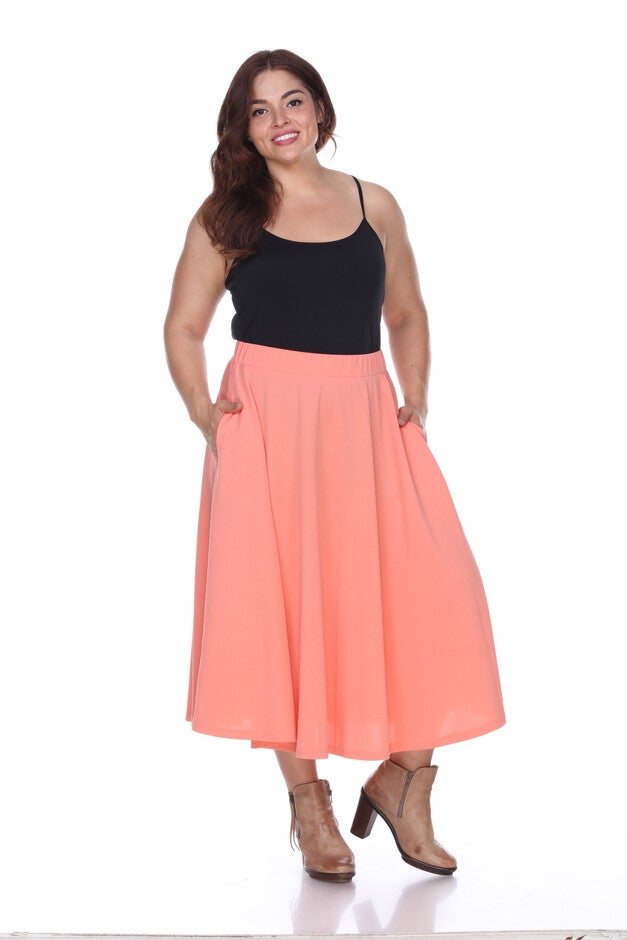 Tasmin Flare Midi Skirt, Coral / Coral, alternate image number 3