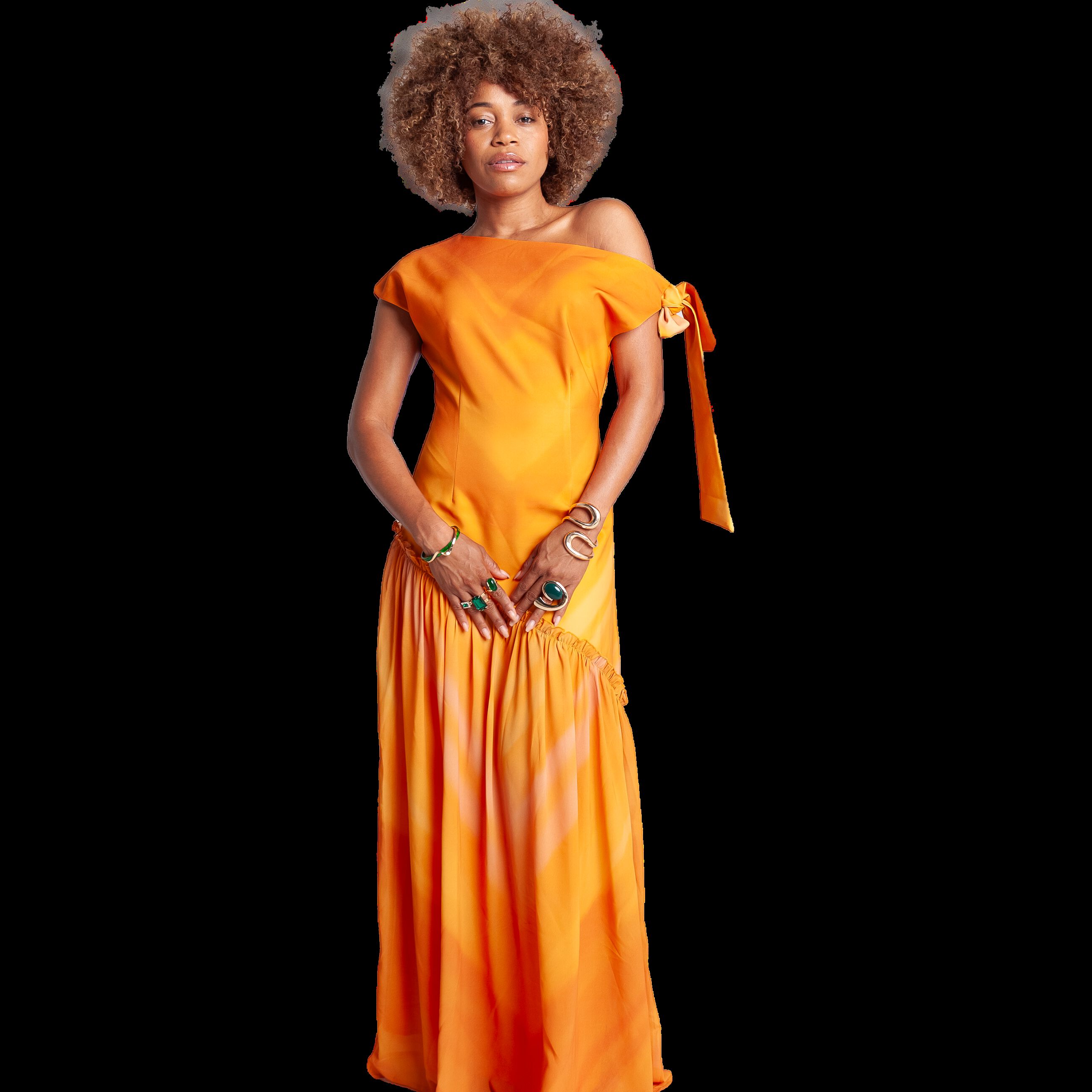 Asymmetric Maxi Dress, Orange / Orange, hi-res image number 0