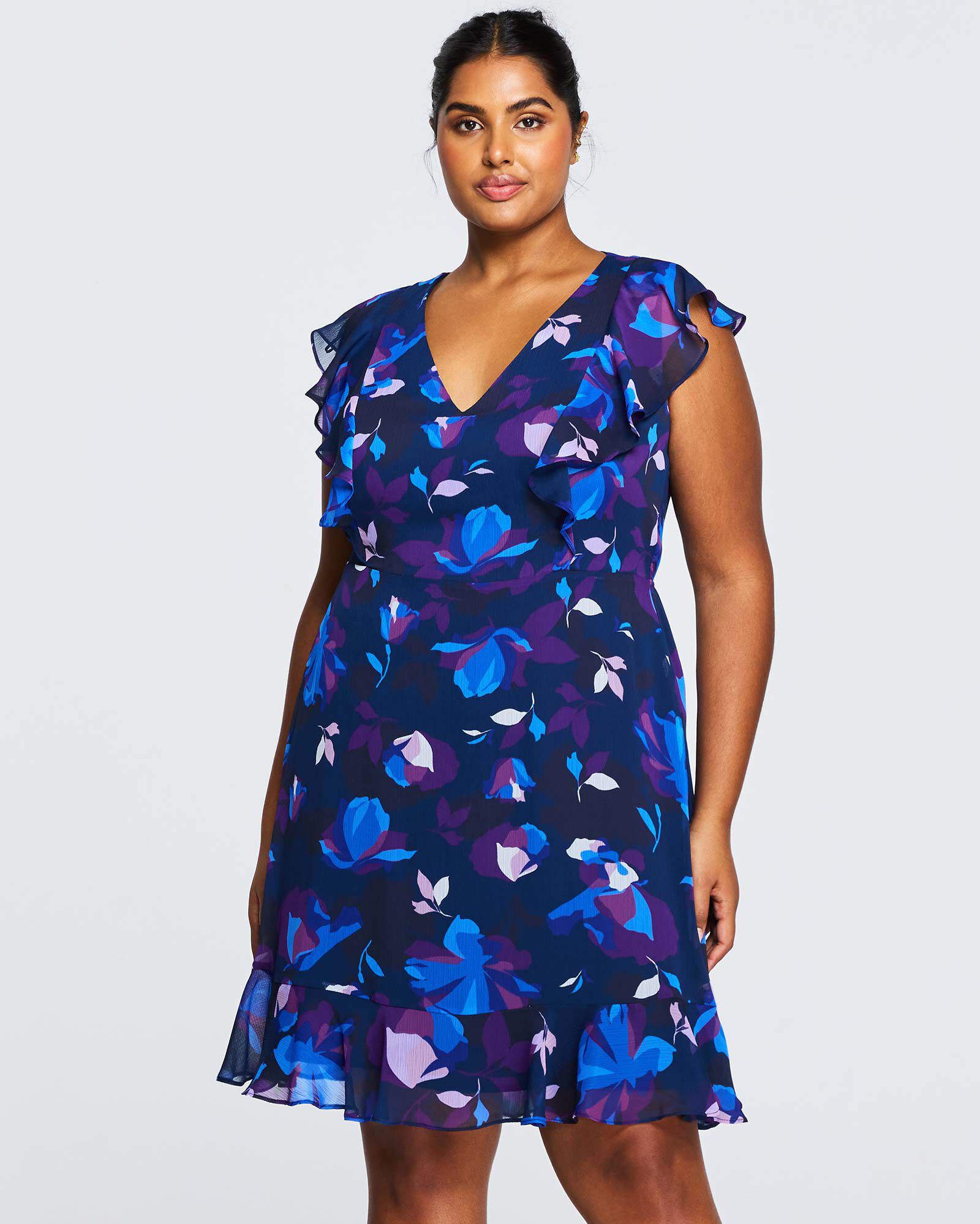 Midnight Blue Blossom Knee Length Dress, , alternate image number 5