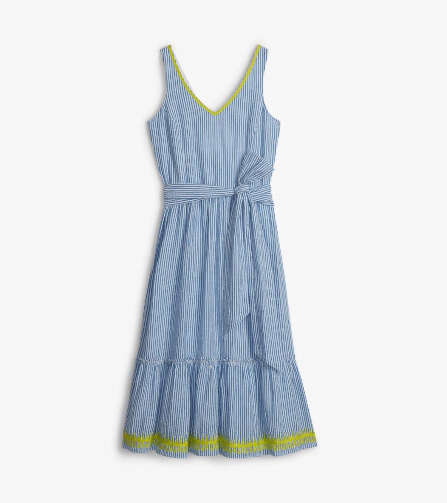 WOMEN'S SYDNEY MIDI DRESS IN SEERSUCKER, Seersucker / Light Blue, hi-res image number 0