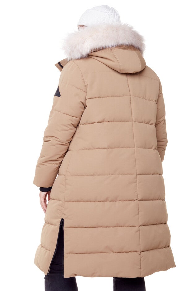 Women's Plus Size - KLUANE | Vegan Down Recycled Ultra Long Winter Parka, Water Repellent, Camel / Brown, alternate image number 2