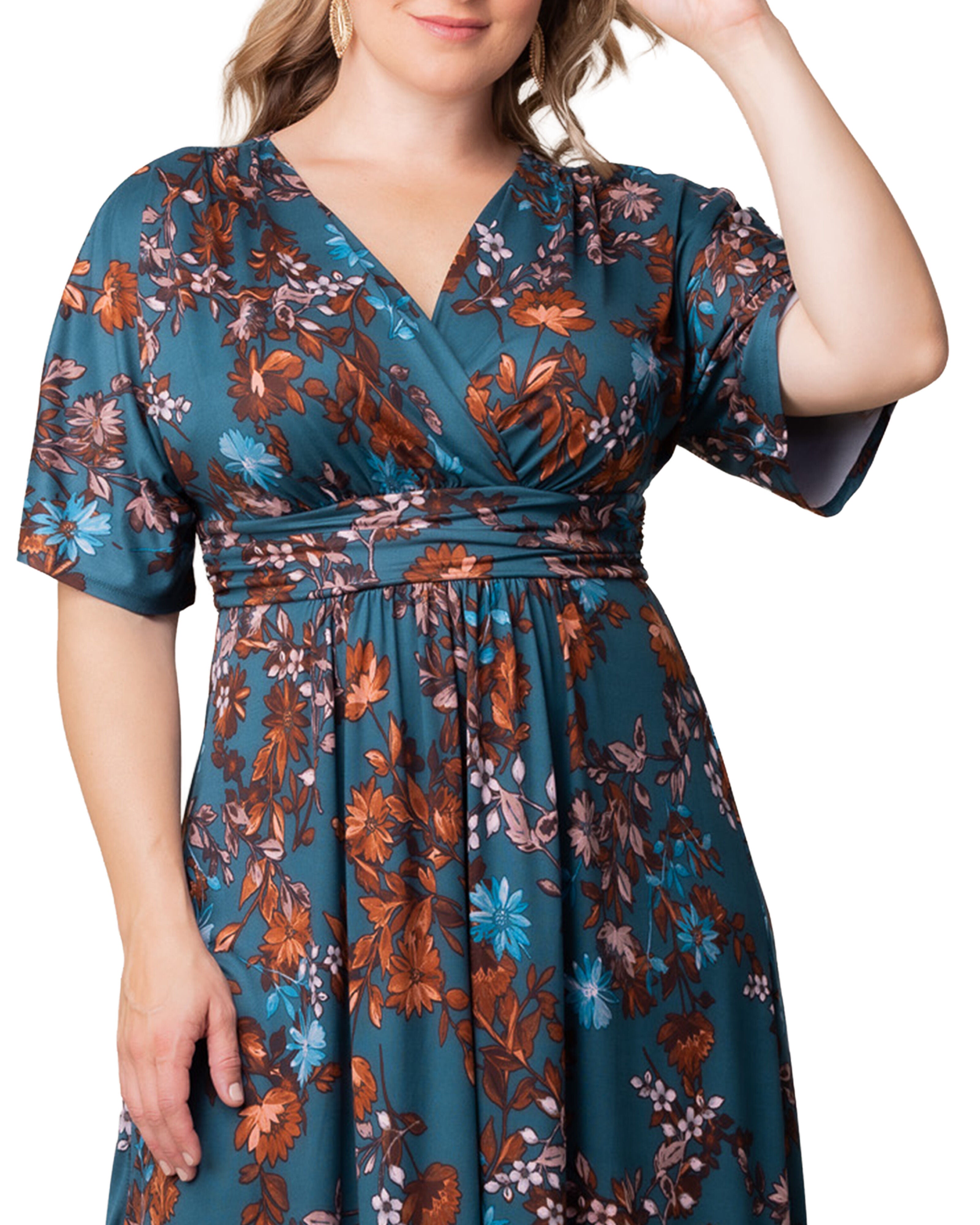 Vienna Maxi Dress, TEAL BLUE ASTERS / Teal, alternate image number 1