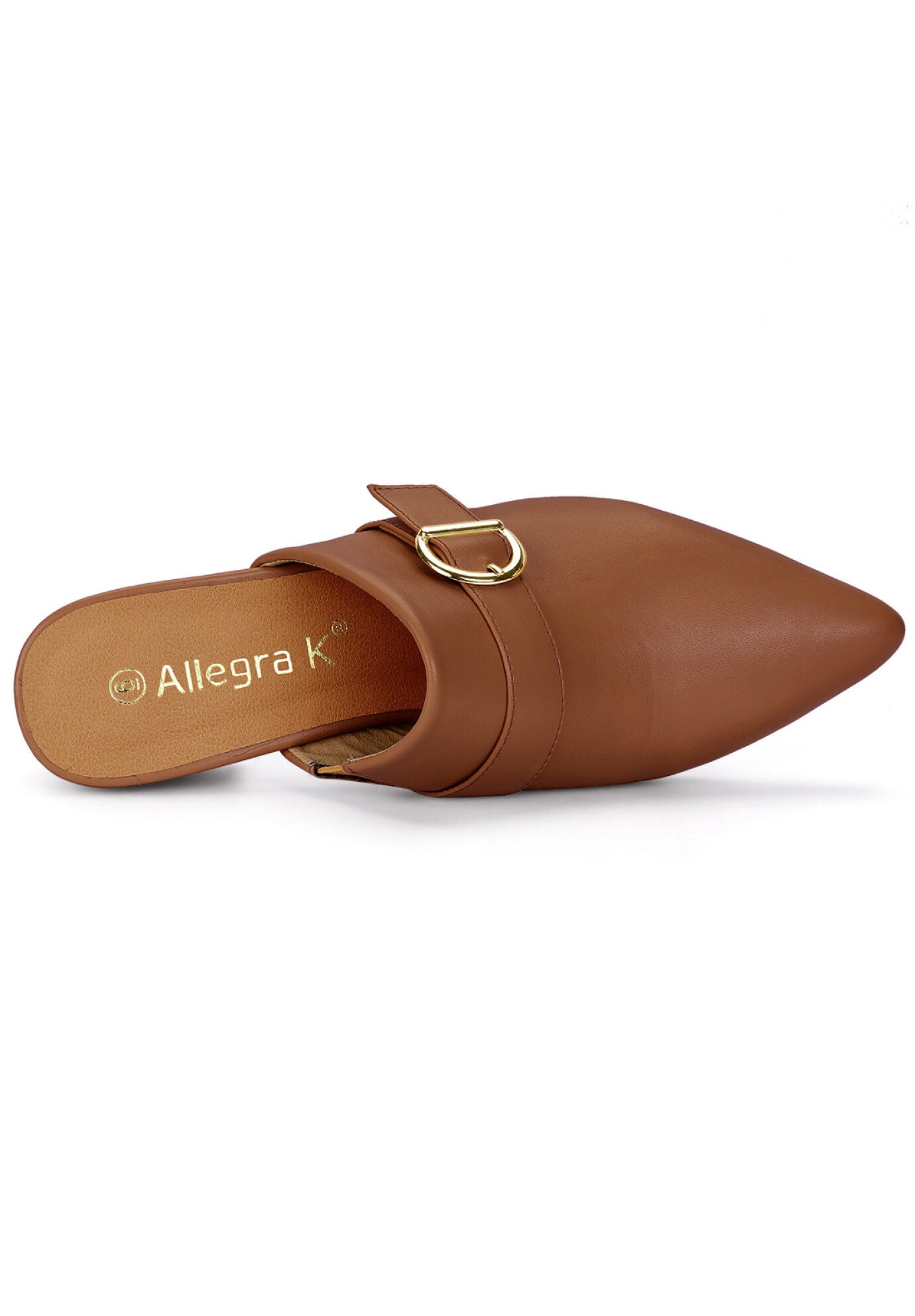 Pointed Toe Slip On Block Heel Sandals Mules, Brown / Brown, alternate image number 3