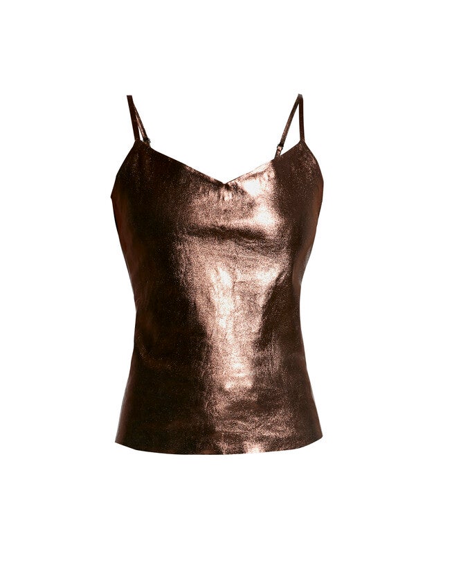 Elodie Stretch Leather Tank, Bronze / Bronze, hi-res image number null
