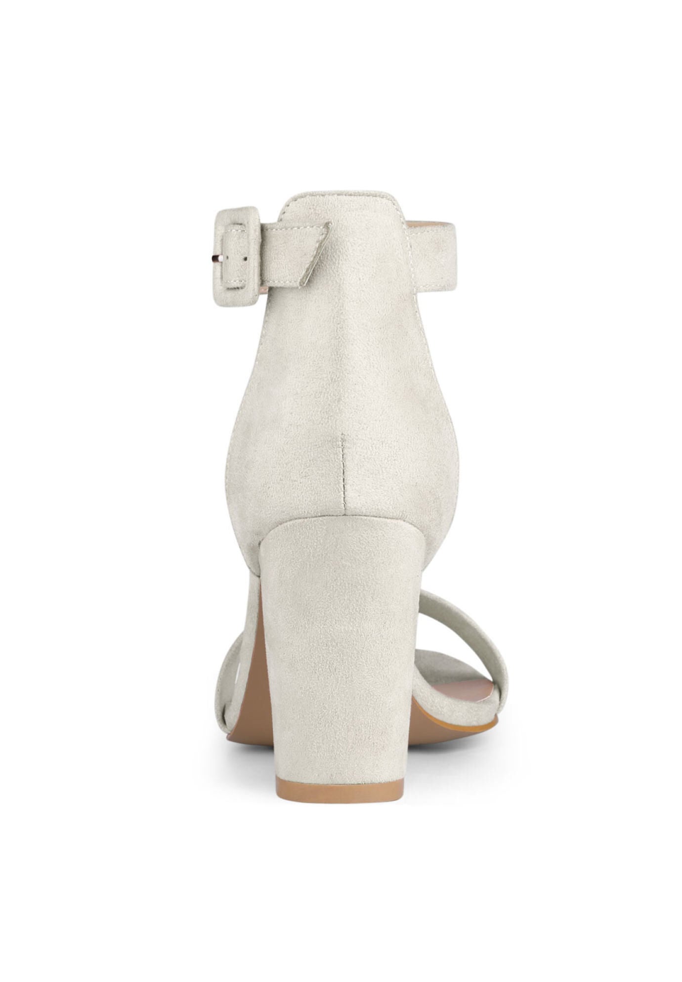 Open Toe Ankle Buckle Strap Block High Heel Sandals, Grey / Cool Gray, alternate image number 1