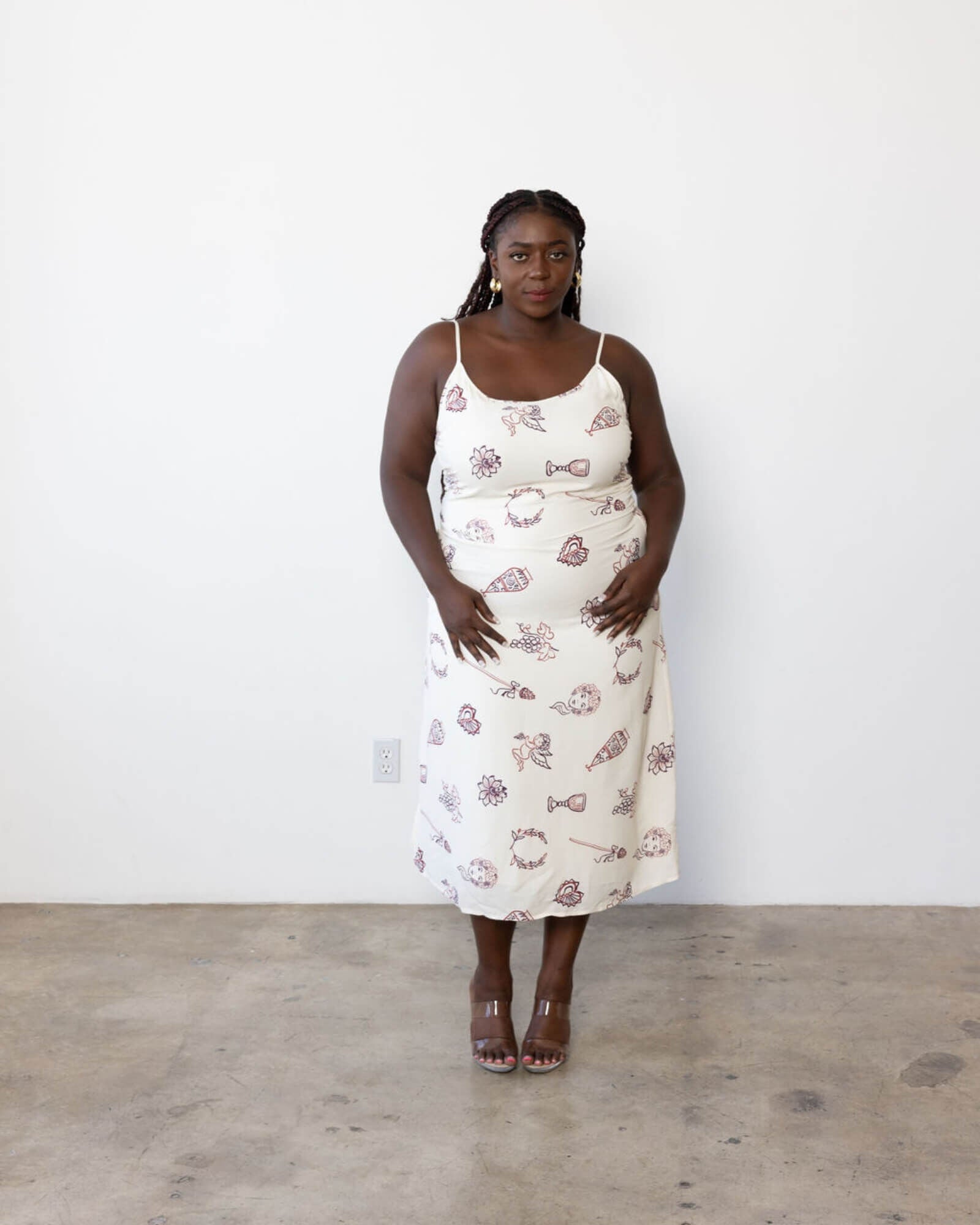 Yasameen Slip Dress, Cherub Print / White, hi-res image number 0