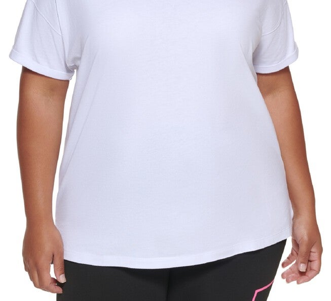 DKNY Women's Sport Plus Cotton Logo T-Shirt White Size 2X, White / White, alternate image number null